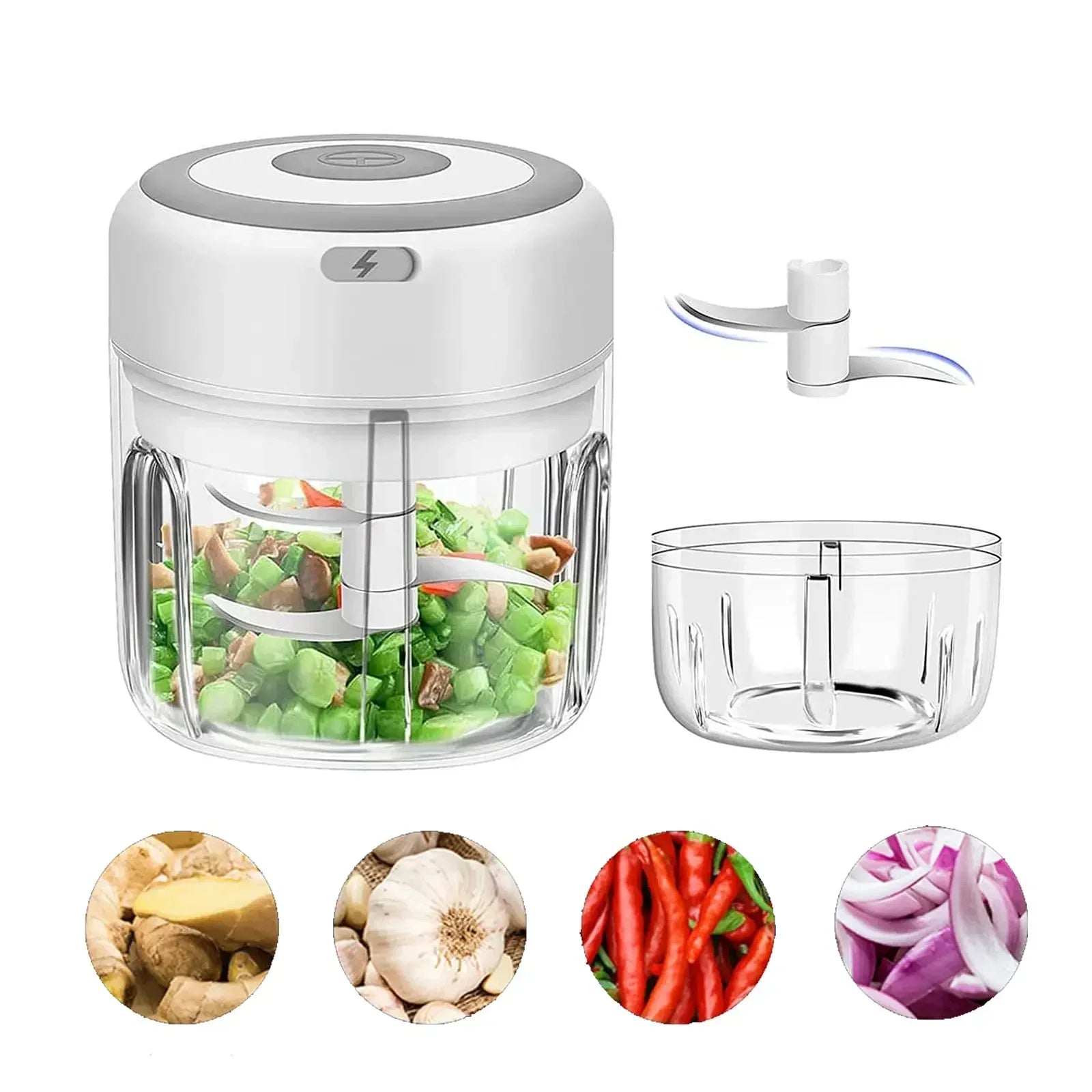 Wireless Electric Garlic Masher Machine Meat Grinder Mincer For Vegetables Chili Portable Food Processor 250ml Capacity