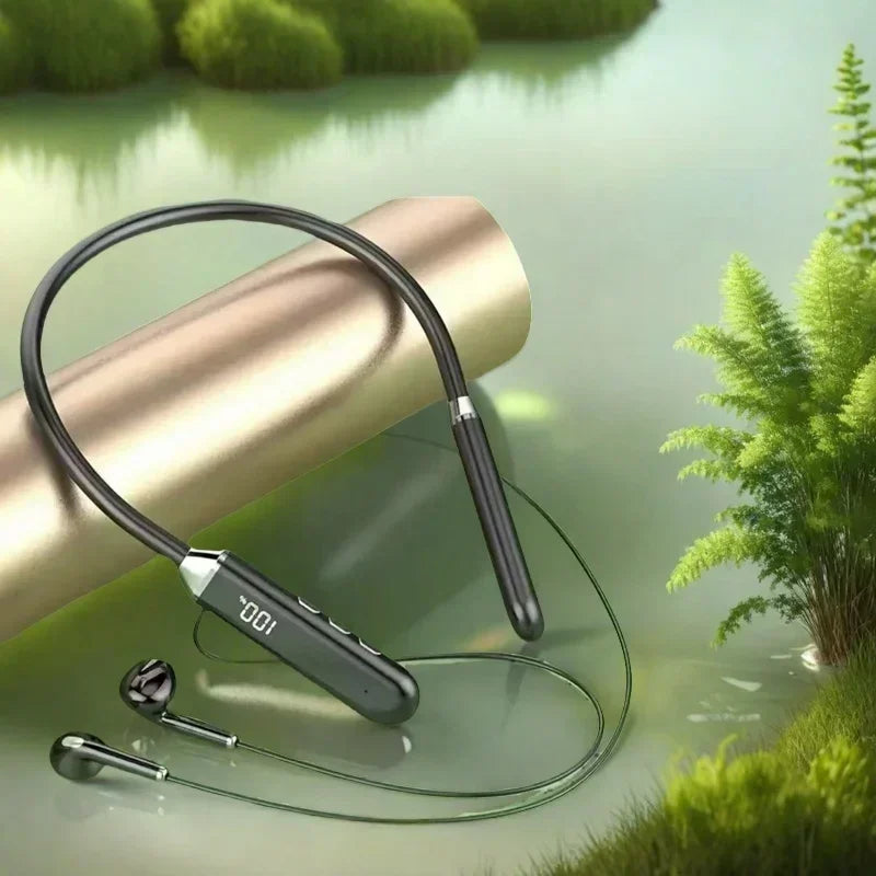 Wireless Neckband Earphones Bluetooth 5.3 Headphones Gaming Power Display Headset TWS Earbuds Sport Headset With Mic