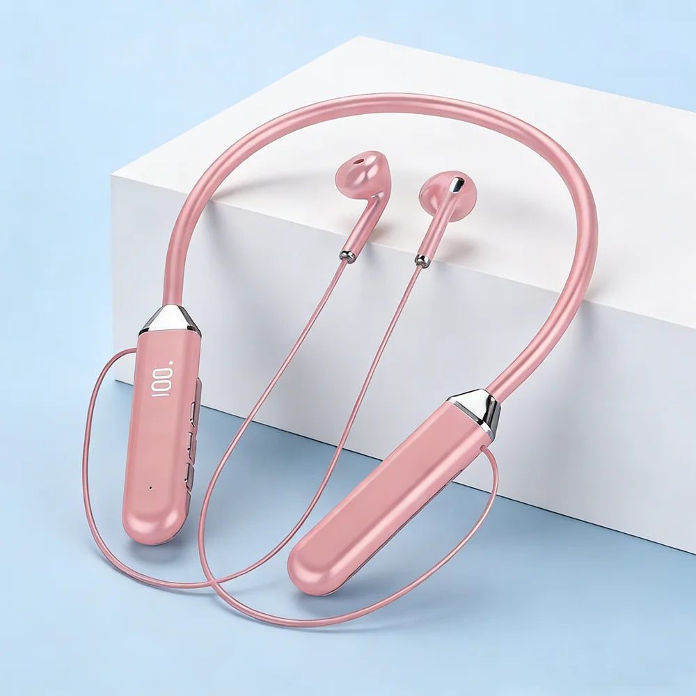 Wireless Neckband Earphones Bluetooth 5.3 Headphones Gaming Power Display Headset TWS Earbuds Sport Headset With Mic