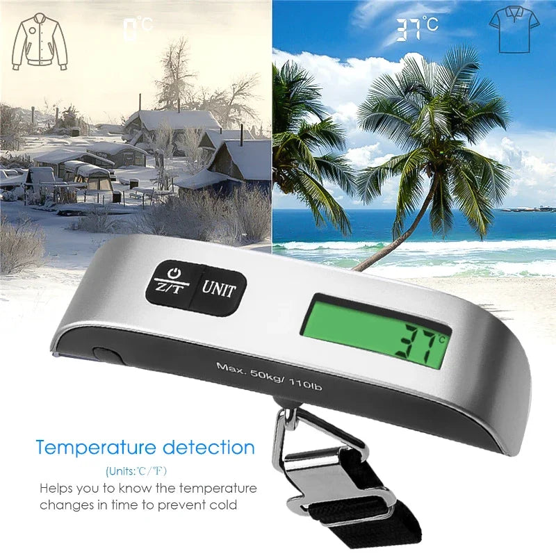 1pcs Portable Scale Digital LCD Display 110lb/50kg Electronic Luggage Hanging Suitcase Travel Weighs Baggage Bag Weight Balance