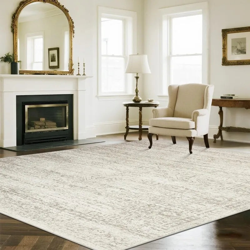 Washable Rugs 8x10 Area Rugs For Living Room, Bedroom,Large Carpets,Ultra Soft Faux Wool Retro Dining Room Rug,Non Slip