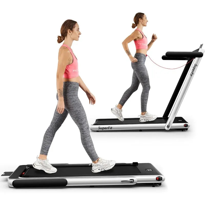2 In 1 Folding Treadmill, 2.25HP Superfit Under Desk Electric, Installation-Free With Remote Control, Walking Jogging for Home