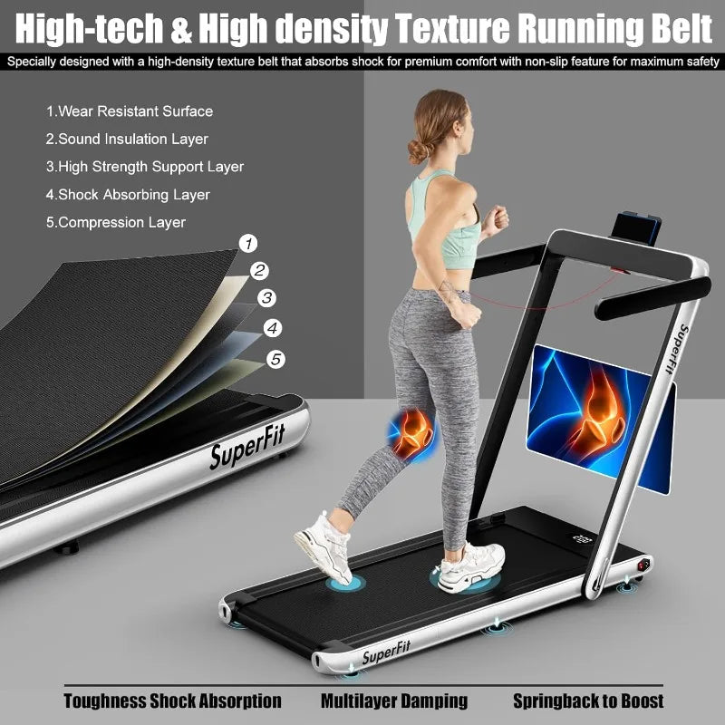 2 In 1 Folding Treadmill, 2.25HP Superfit Under Desk Electric, Installation-Free With Remote Control, Walking Jogging for Home