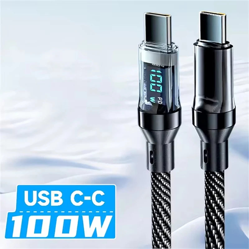 NNBILI 120W A-C and C-C Phone Super Fast Charging Cable with LED display screen, Xiaomi iPhone、 Samsung not compatible